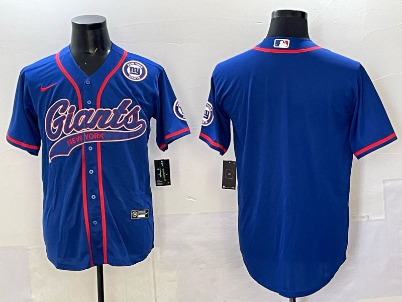 Men 2025 New York Giants Blank Blue Joint Name Nike Limited NFL Jersey style 03